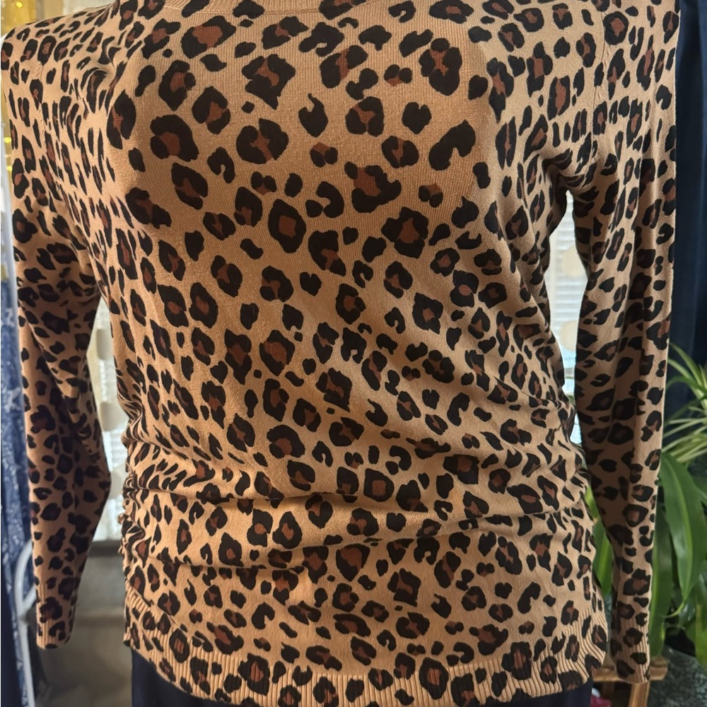 Soft Light Leopard Print Sweater - image 2